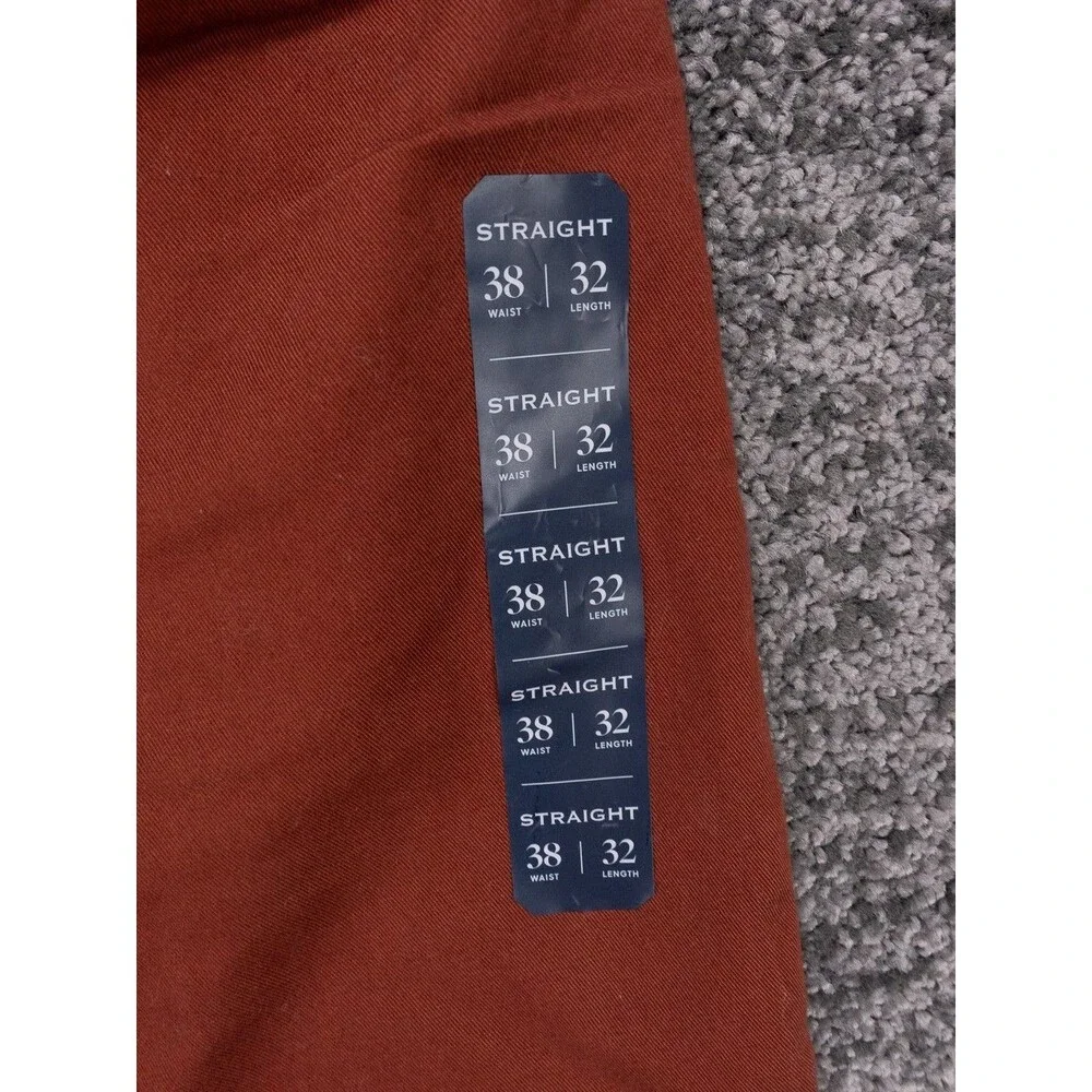 J Crew Chino Pants Mens 38x32 Actual 39x32 Deep Redwood Straight Fit Flex NWT